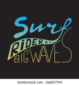 Stamp of surf rider for typography. It is a vector print for design of your t-shirt and for use in other spheres.