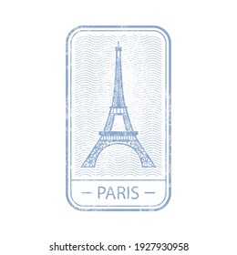 Sello con el símbolo de la Torre Eiffel de París, Francia
