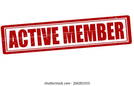 Stamp with text active member inside, vector illustration