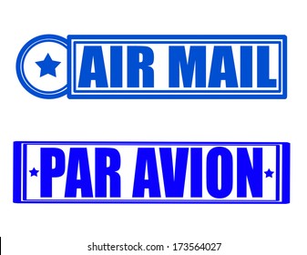 Stamp with text air mail inside, vector illustration
