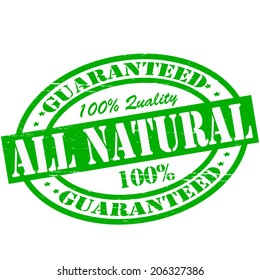 Stamp with text all natural inside, vector illustration