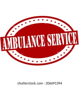 Stamp with text ambulance service inside, vector illustration