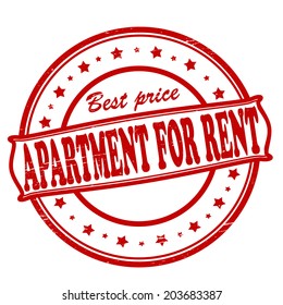 Stamp with text apartment for rent inside, vector illustration