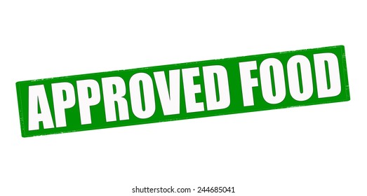 Stamp with text approved food inside, vector illustration
