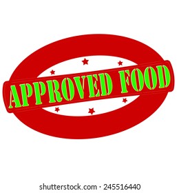 Stamp with text approved food inside, vector illustration