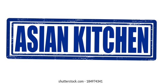 Stamp with text Asian kitchen inside,vector illustration