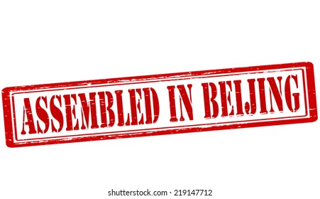 Stamp with text assembled in Beijing inside, vector illustration