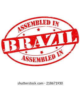 Stamp with text assembled in Brazil inside, vector illustration