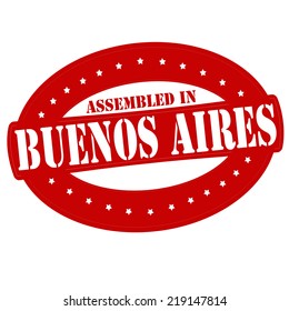 Stamp with text assembled in Buenos Aires inside, vector illustration