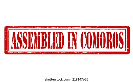 Stamp with text assembled in Comoros inside, vector illustration