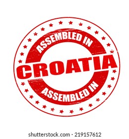 Stamp with text assembled in Croatia inside, vector illustration