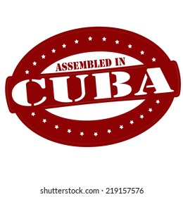Stamp with text assembled in Cuba inside, vector illustration