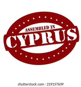 Stamp with text assembled in Cyprus inside, vector illustration