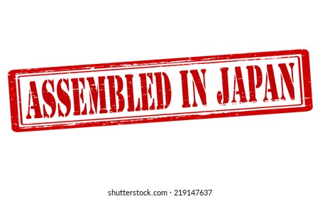 Stamp with text assembled in Japan inside, vector illustration