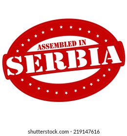 Stamp with text assembled in Serbia inside, vector illustration