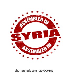 Stamp with text assembled in Syria inside, vector illustration