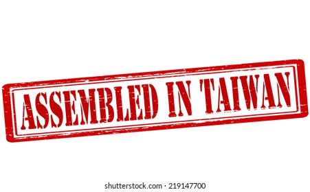 Stamp with text assembled in Taiwan inside, vector illustration