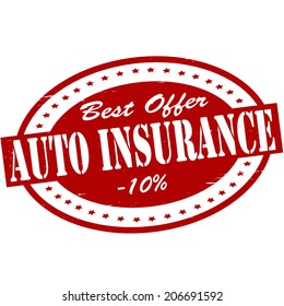 Stamp with text auto insurance inside, vector illustration