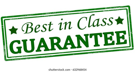 Stamp with text best in class guarantee inside, vector illustration
