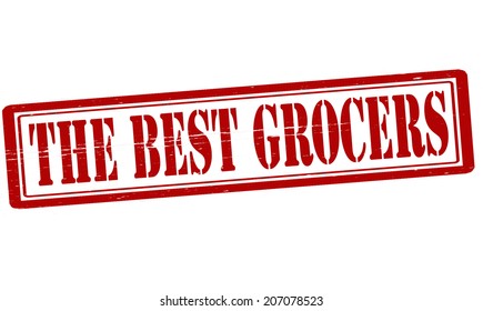 Stamp with text the best grocers inside, vector illustration