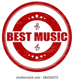 Stamp with text best music inside, vector illustration