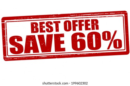 Stamp with text best offer inside, vector illustration