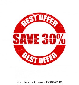 Stamp with text best offer inside, vector illustration