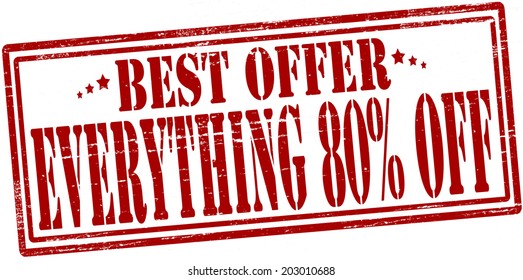 Stamp with text best offer inside, vector illustration