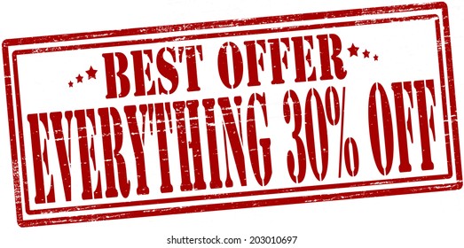 Stamp with text best offer inside, vector illustration