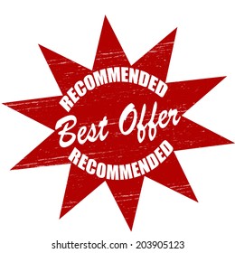 Stamp with text best offer inside, vector illustration
