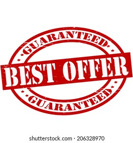 Stamp with text best offer inside, vector illustration
