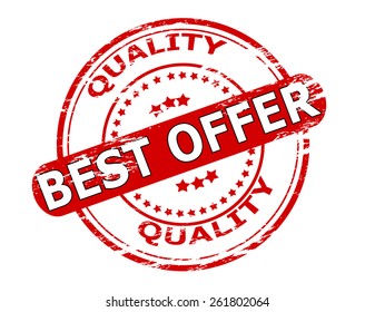 Stamp with text best offer inside, vector illustration