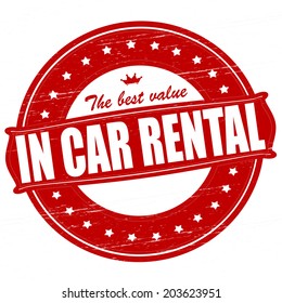 Stamp with text the best value in car rental inside, vector illustration