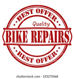 Stamp with text bike repairs inside, vector illustration