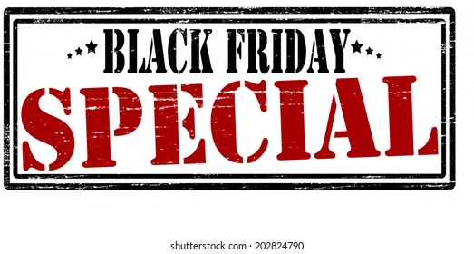 Stamp with text black Friday special inside, vector illustration