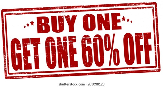 Stamp with text buy one get one inside, vector illustration