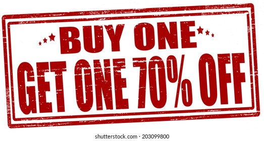 Stamp with text buy one get one inside, vector illustration