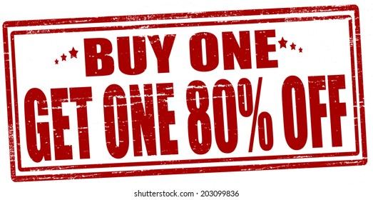 Stamp with text buy one get one inside, vector illustration