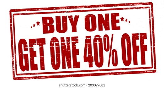 Stamp with text buy one get inside, vector illustration