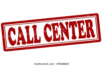 Stamp with text call center inside, vector illustration