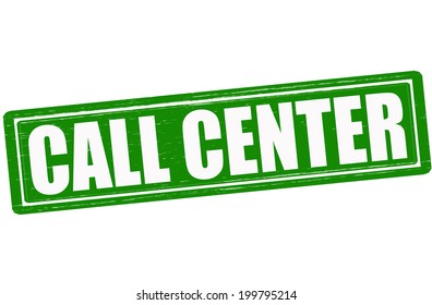 Stamp with text call center inside, vector illustration