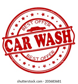 Stamp with text car wash inside, vector illustration