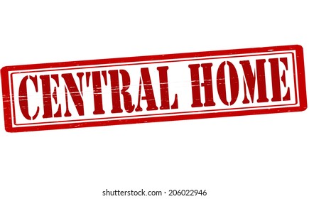 Stamp with text central home inside, vector illustration