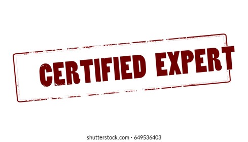 Stamp with text certified expert inside, vector illustration