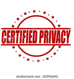 Stamp with text certified privacy inside, vector illustration