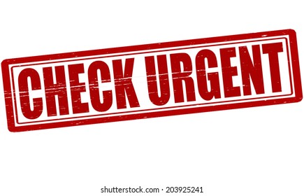 Stamp with text check urgent inside, vector illustration