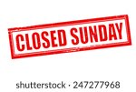 Stamp with text closed sunday inside, vector illustration