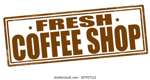 Stamp with text coffee shop inside, vector illustration