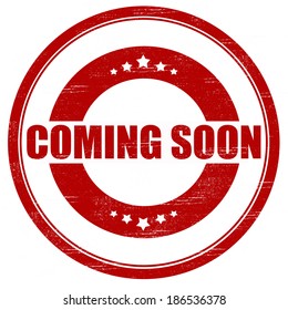 Stamp with text coming soon inside, vector illustration