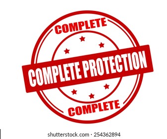 Stamp with text complete protection inside, vector illustration